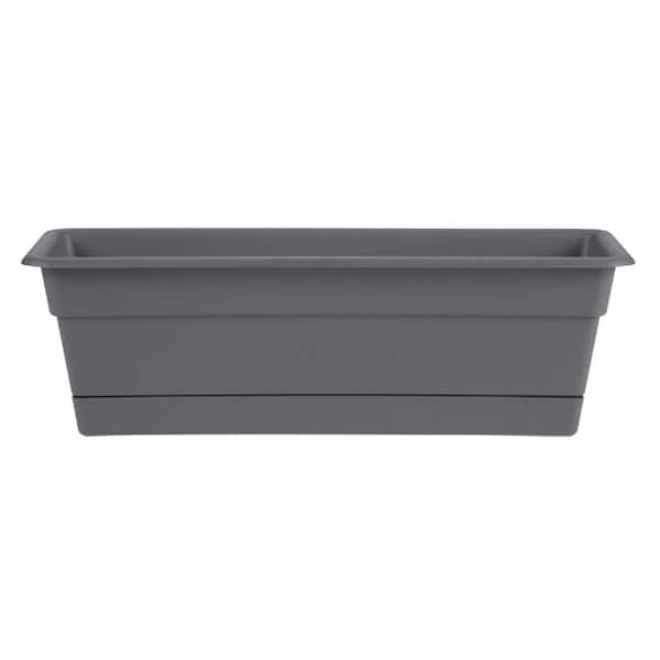 Bbq Innovations 24 in. Dura Cotta Window Box Planter with Tray Charcoal BB2800521 - main